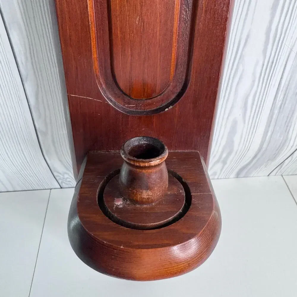 Vintage Wooden Candle Wall Sconces 15” Tall Primitive